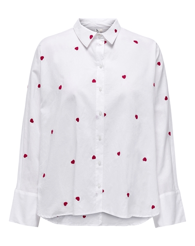 Only - ONLNew Lina Grace Emb Skjorte - Bright White/Heart